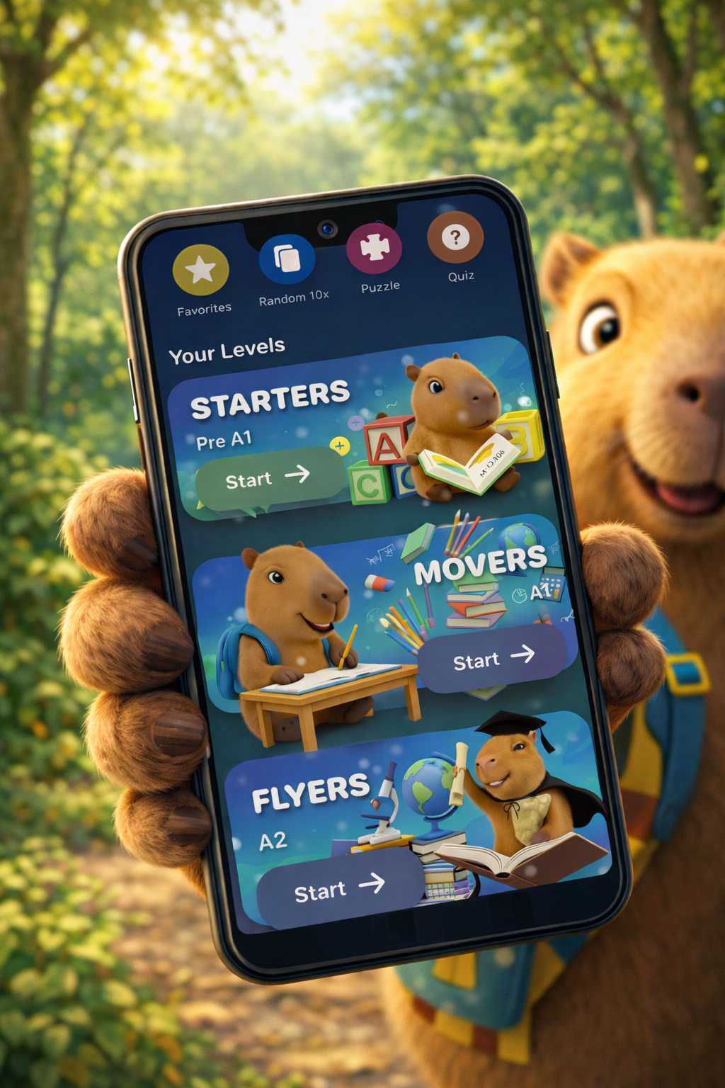 Capybara: English Flashcards App Screenshot